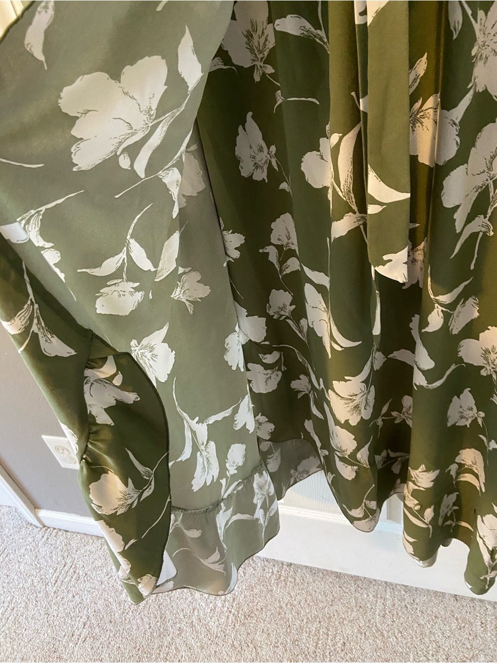 BloomChic Olive & White Floral Wrap Maxi Dress - Picture 4 of 7
